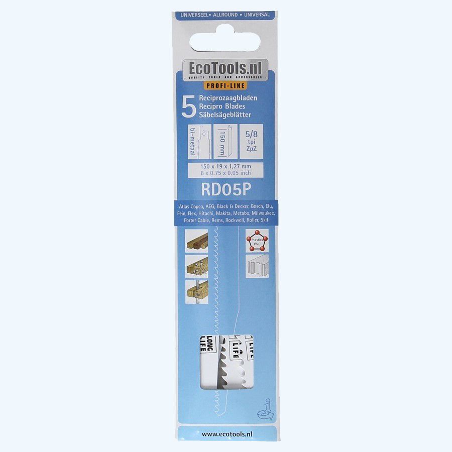 Reciprozaagblad voor hout met spijkers type RB05P Prof-line