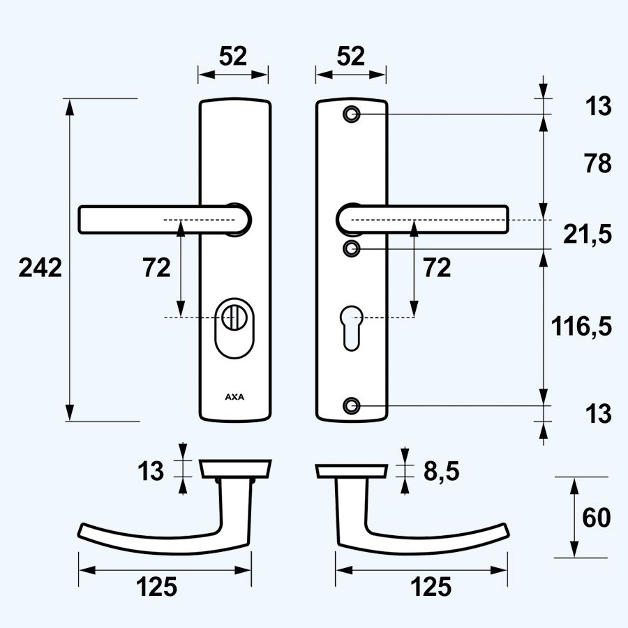 AXA veiligheidsbeslag PC72 SKG*** met kerntrekbeveiliging aluminium (kruk) AXA veiligheidsbeslag PC72 SKG*** met kerntrekbeveiliging aluminium (kruk)
