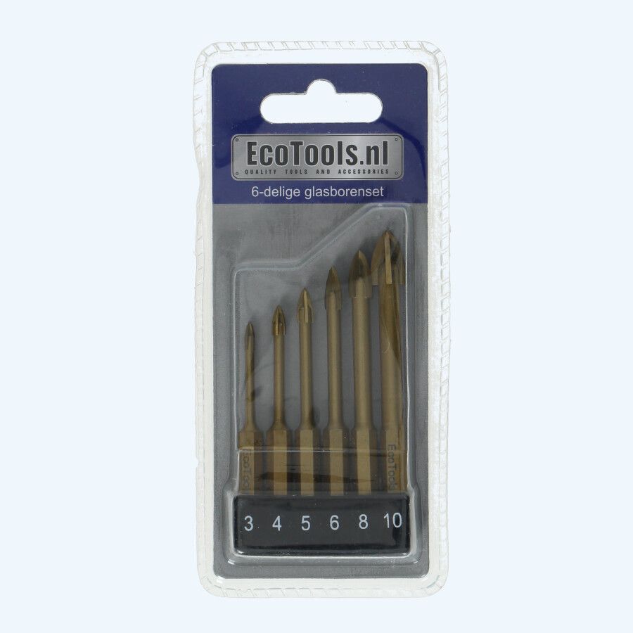 6-delige glas- en tegelborenset