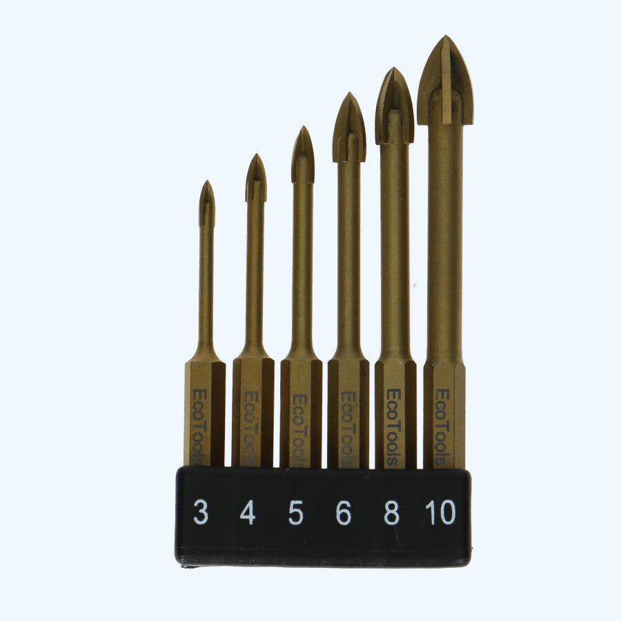 6-delige glas- en tegelborenset