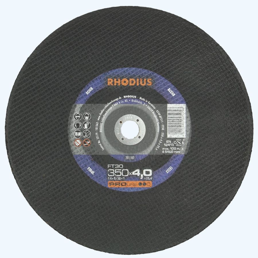 Doorslijpschijf METAAL 350 x 4,0 x 25,4 mm (Rhodius) Doorslijpschijf METAAL 350 x 4,0 x 25,4 mm (Rhodius)