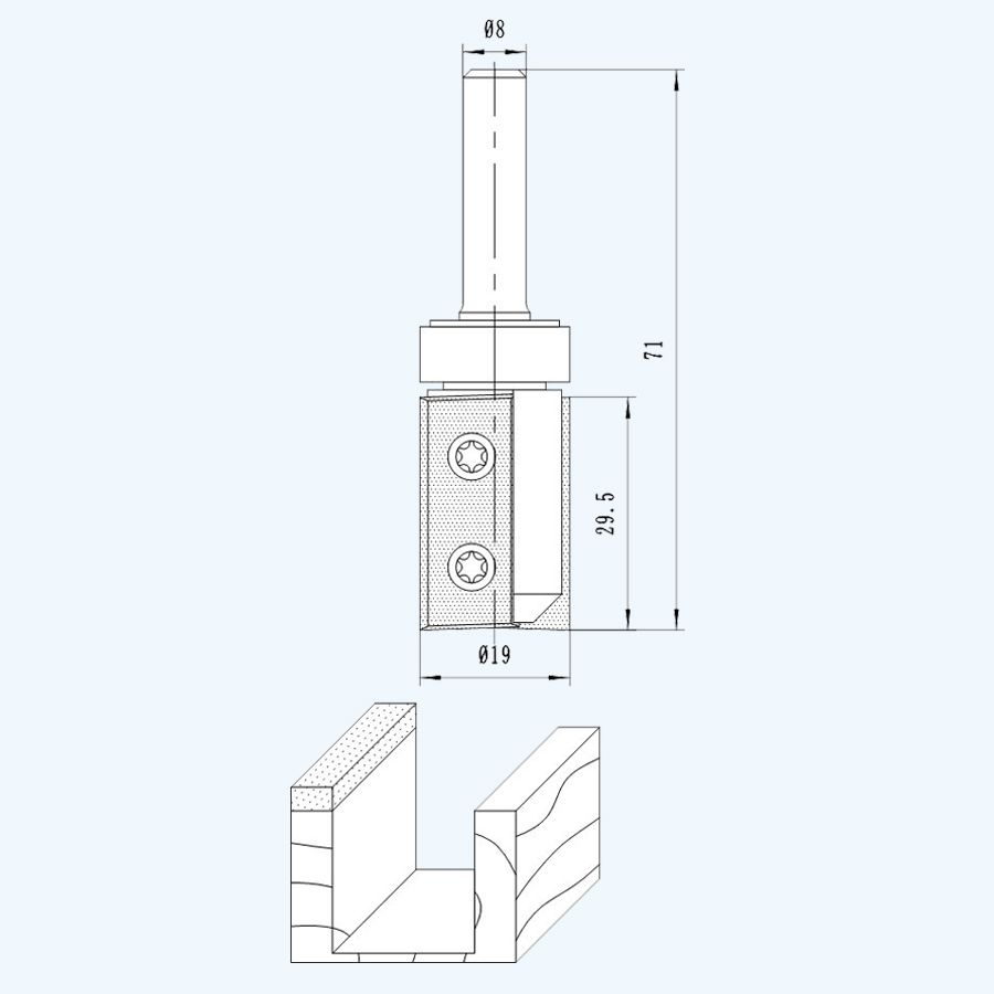 HM kantenfrees 19 x 29,5 mm met wisselmessen