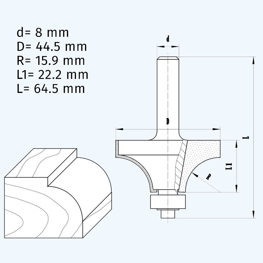 HM afrondfrees R=15,9 mm