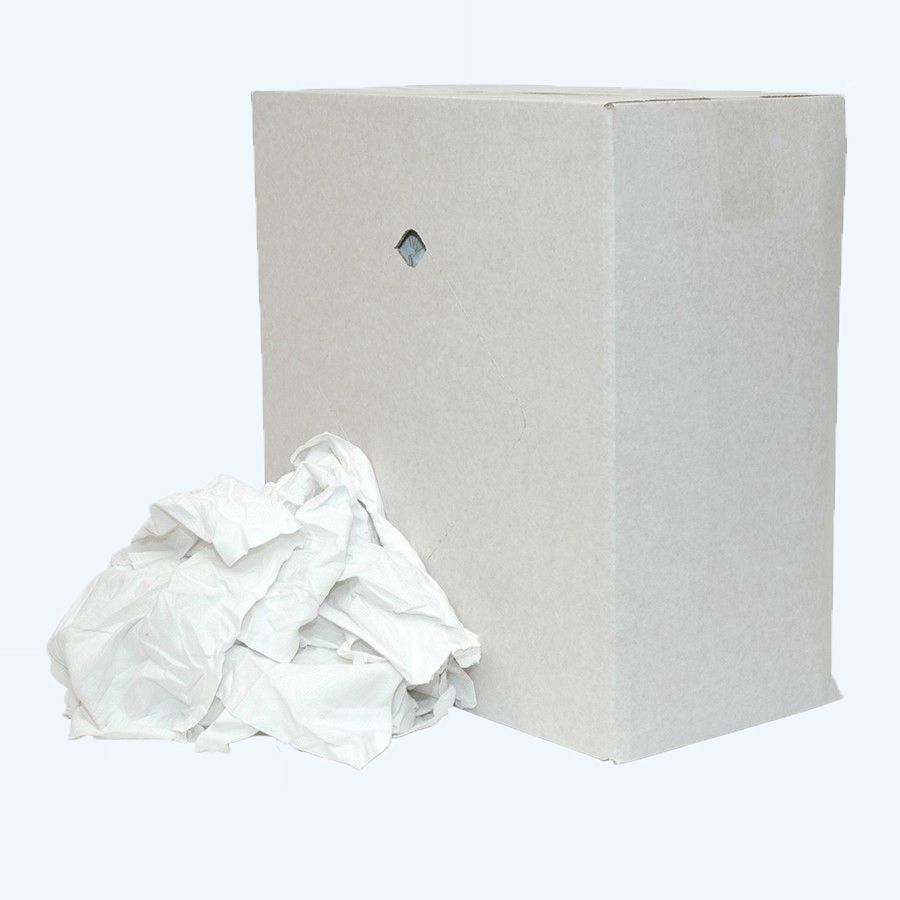 Poetslappen van gesneden witte lakens 10 kg in doos Poetslappen van gesneden witte lakens 10 kg in doos