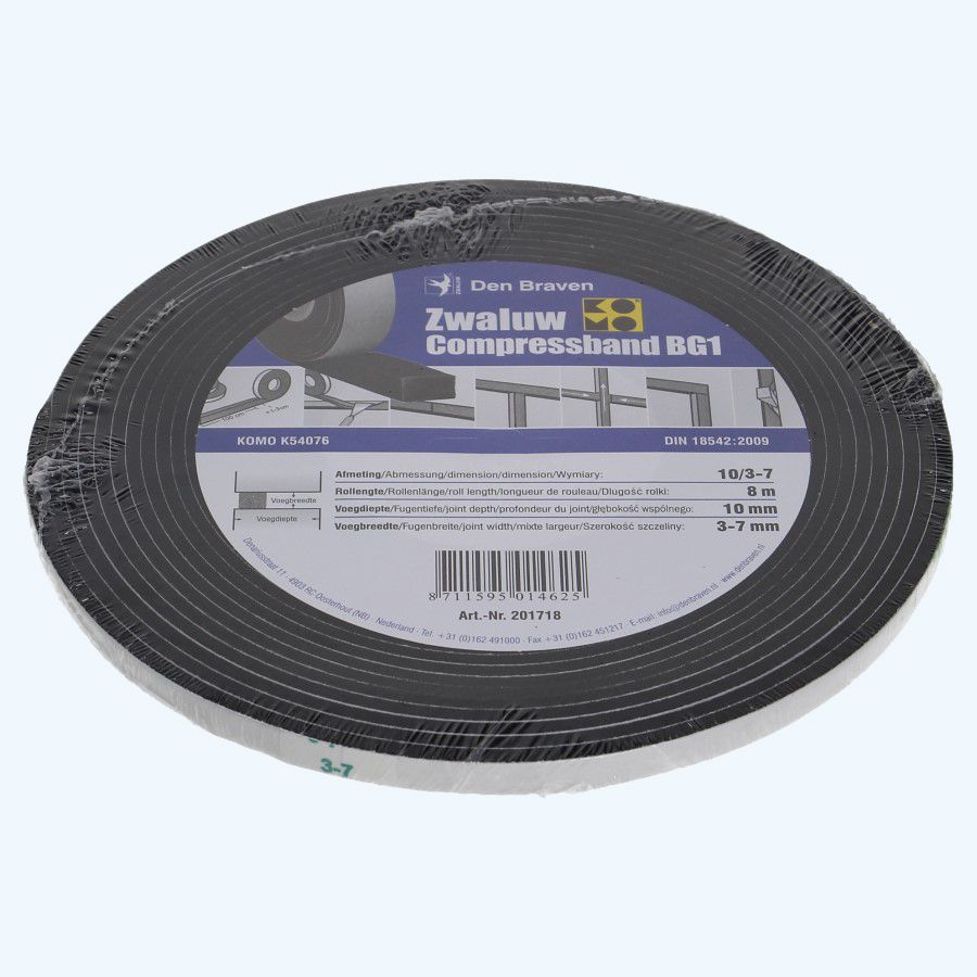 Compressband Zwaluw 10 mm / voeg 3-7 mm x 8 meter Compressband Zwaluw 10 mm / voeg 3-7 mm x 8 meter