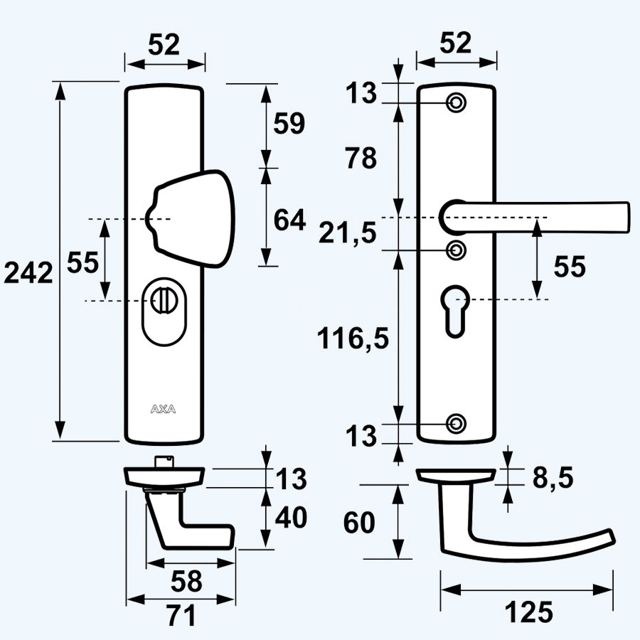 AXA veiligheidsbeslag PC55 SKG*** met kerntrekbeveiliging aluminium (knop) AXA veiligheidsbeslag PC55 SKG*** met kerntrekbeveiliging aluminium (knop)