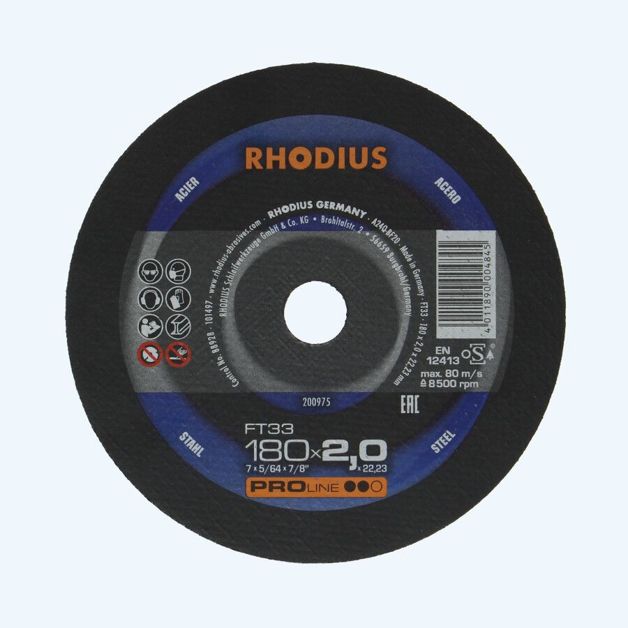 Doorslijpschijf METAAL 180 x 2,0 x 22,23 mm (Rhodius) Doorslijpschijf METAAL 180 x 2,0 x 22,23 mm (Rhodius)