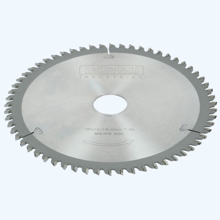 HM-zaagblad Industrial 190 x 30 mm T=60 (vlak-daktand) HM-zaagblad Industrial 190 x 30 mm T=60 (vlak-daktand)