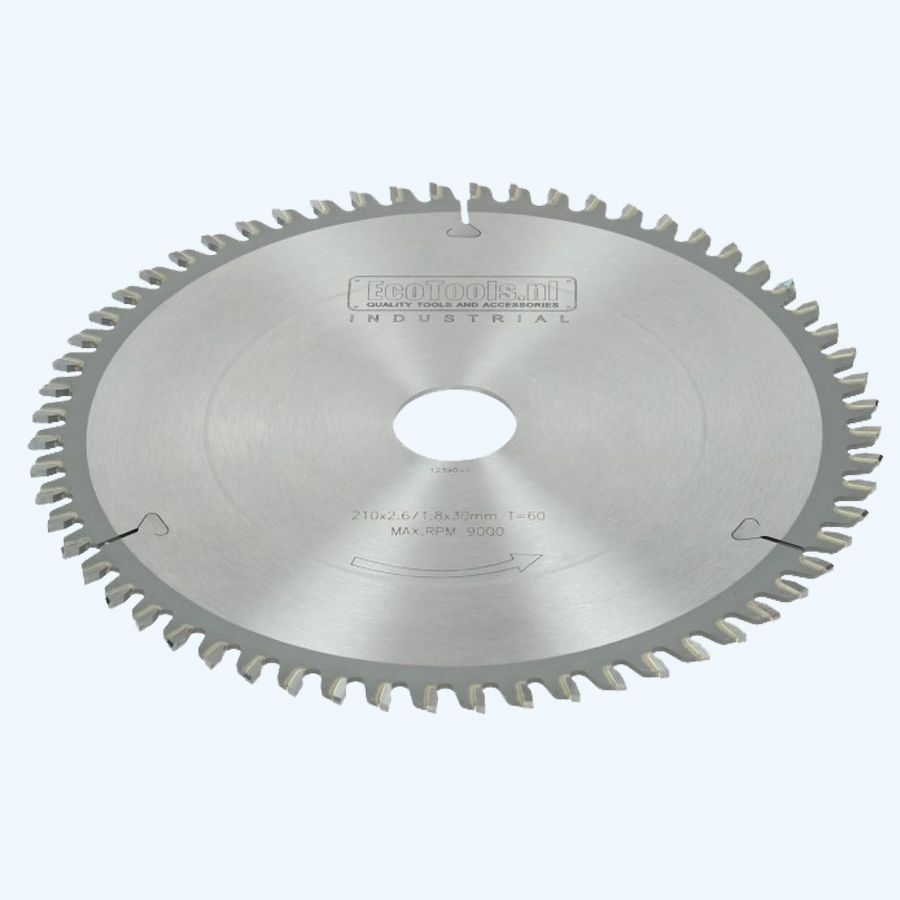 HM-zaagblad Industrial 210 x 30 mm T=60 (vlak-daktand) HM-zaagblad Industrial 210 x 30 mm T=60 (vlak-daktand)