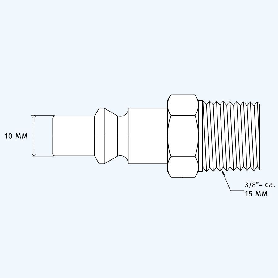 Euro insteeknippel met 3/8" uitwendig draad Euro insteeknippel met 3/8" uitwendig draad