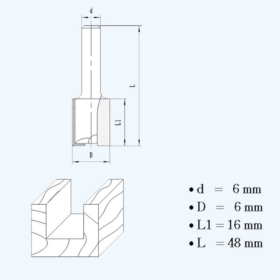 HM groeffrees 6 mm / 6 mm schacht HM groeffrees 6 mm / 6 mm schacht