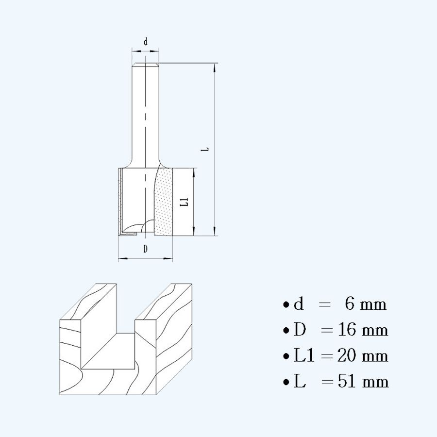 HM groeffrees 16 mm / 6 mm schacht HM groeffrees 16 mm / 6 mm schacht