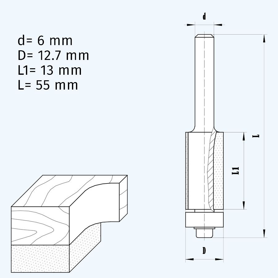 HM kantenfrees 12,7 x 13 mm / 6 mm schacht HM kantenfrees 12,7 x 13 mm / 6 mm schacht
