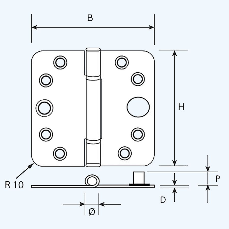 Nylon glijlagerscharnier ronde hoeken, SKG, staal, 89 x 89 mm Nylon glijlagerscharnier ronde hoeken, SKG, staal, 89 x 89 mm