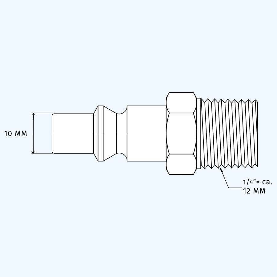 Euro insteeknippel met 1/4" uitwendig draad Euro insteeknippel met 1/4" uitwendig draad