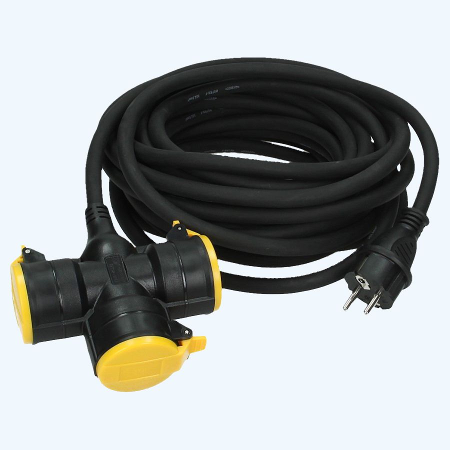 3-voudig verdeelblok 10 meter 3x1,5mm2 Neopreen 3-voudig verdeelblok 10 meter 3x1,5mm2 Neopreen