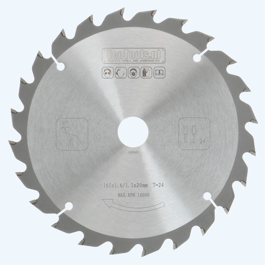 HM zaagblad 165 x 20 mm T24 (1,1 / 1,6mm) Prof HM zaagblad 165 x 20 mm T24 (1,1 / 1,6mm) Prof